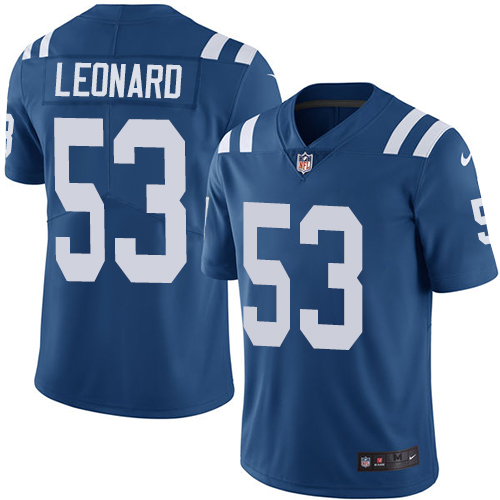 Indianapolis Colts #53 Limited Darius Leonard Royal Blue Nike NFL Home Men Vapor Untouchable jerseys->indianapolis colts->NFL Jersey